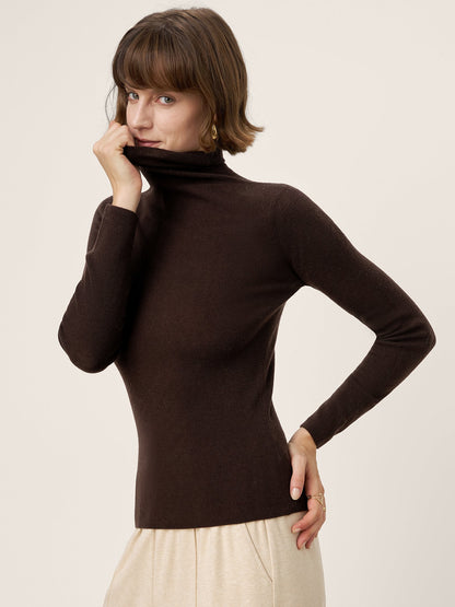 100% Extra-Fine Merino Wool Turtleneck Knit Sweater JOLENE