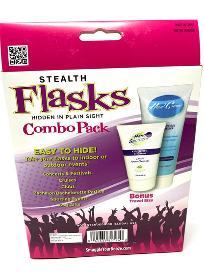2pk HAND LOTION FLASK SET with Funnel - Smuggle Your Booze Drink - COMBO SET