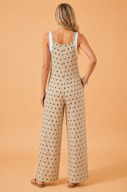 Polka Dot & Floral Spaghetti Strap Jumpsuit