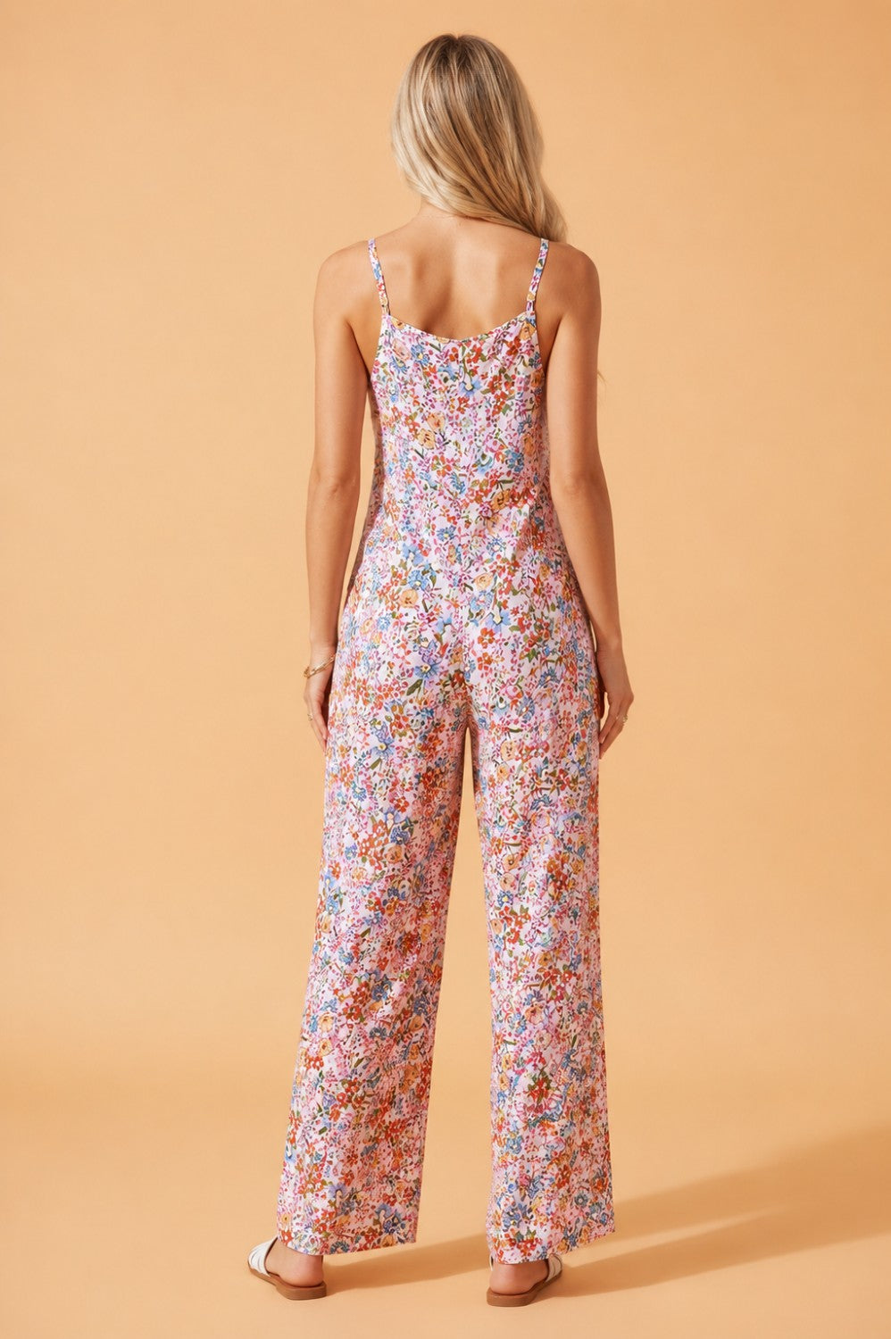 Polka Dot & Floral Spaghetti Strap Jumpsuit