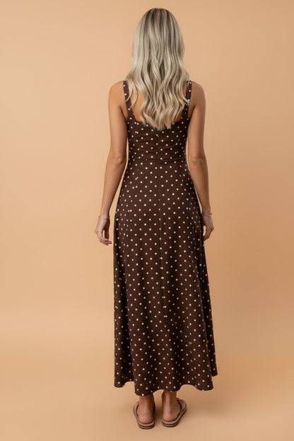 Polka Dot Square Neck Vacation Maxi Dress