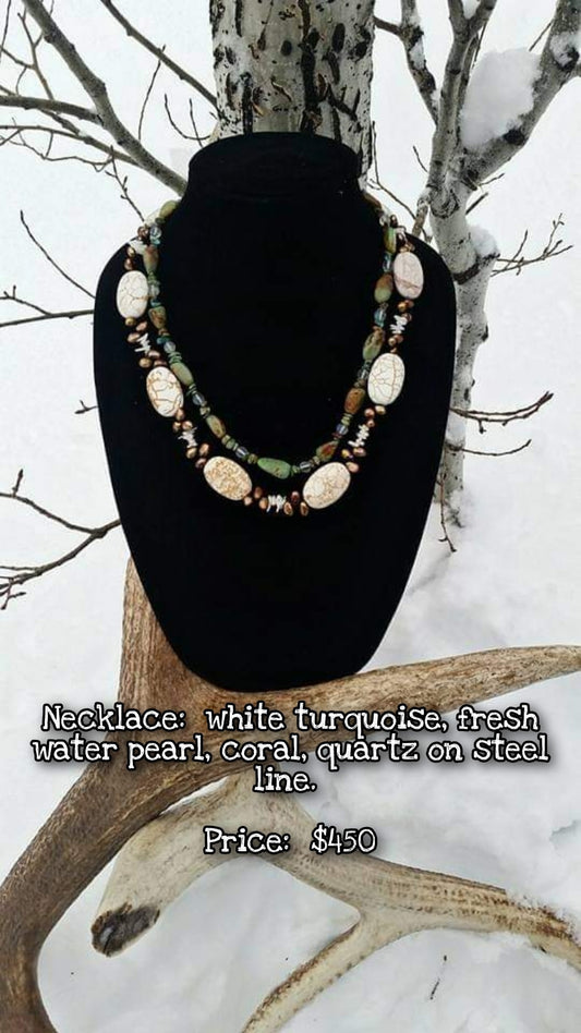 Rustic White Turquoise Necklace