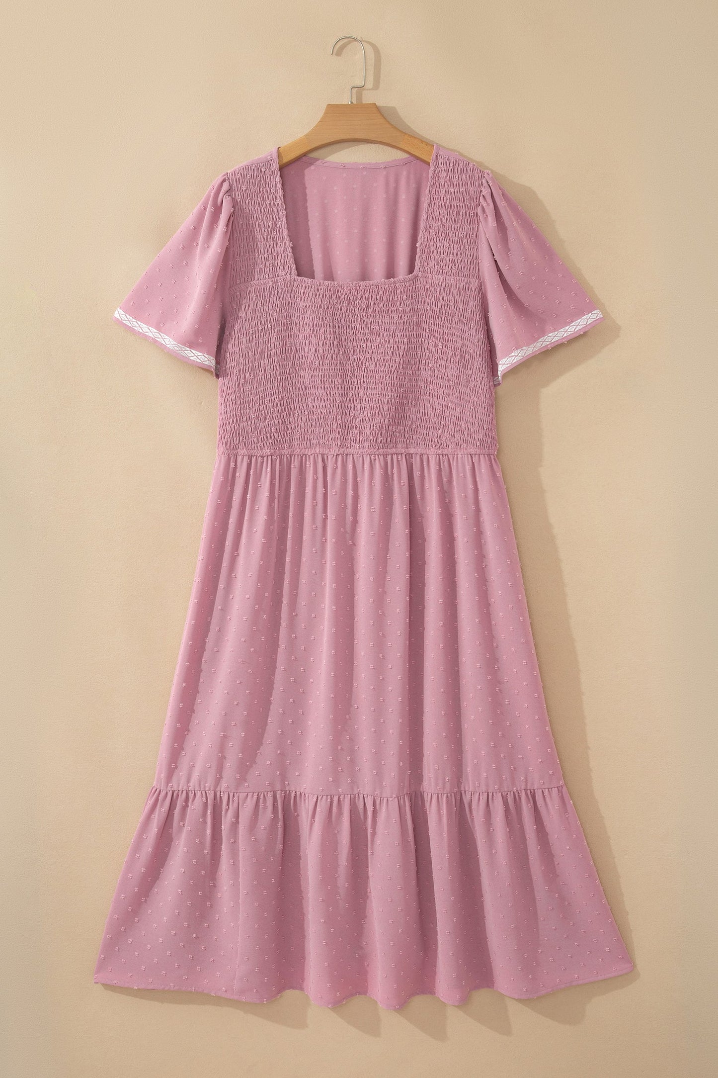 Plus Size Swiss Dot Smocked Flowy Midi Dress