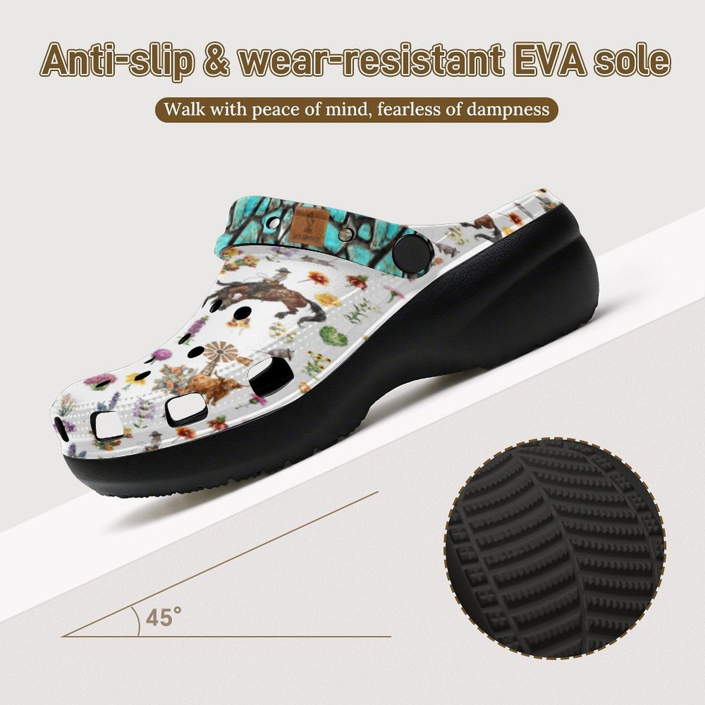 Springtime In Texas High-Heeled Salty Clogs