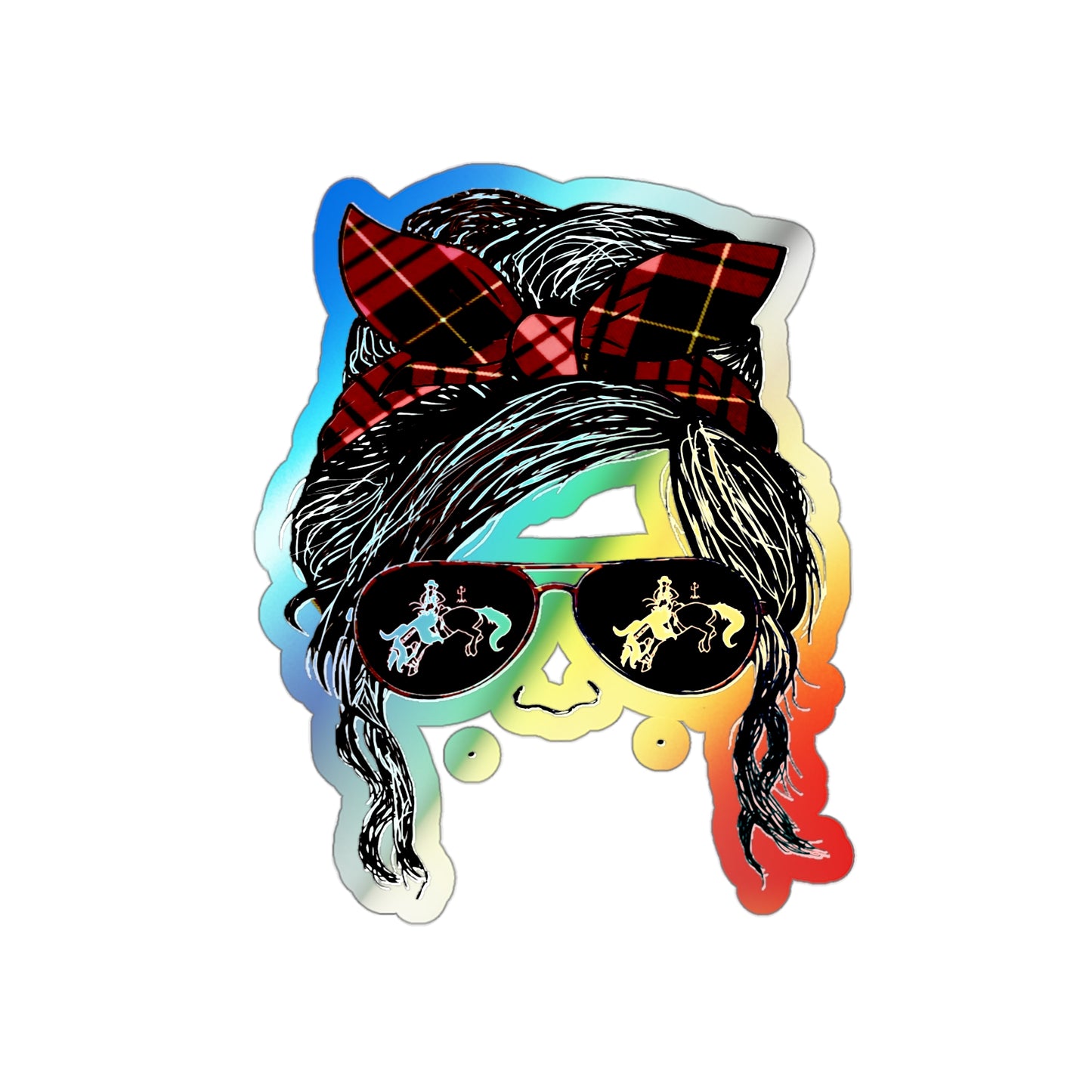 Salty Mustang Co. Heidi Messy Bun Holographic Die-cut Stickers