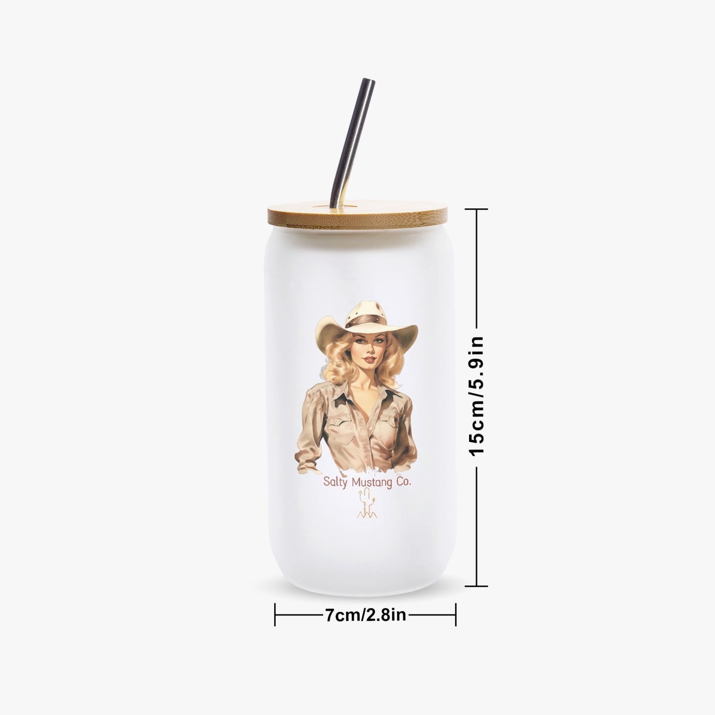 Marathon Cowgirl Frosted Glass Cup