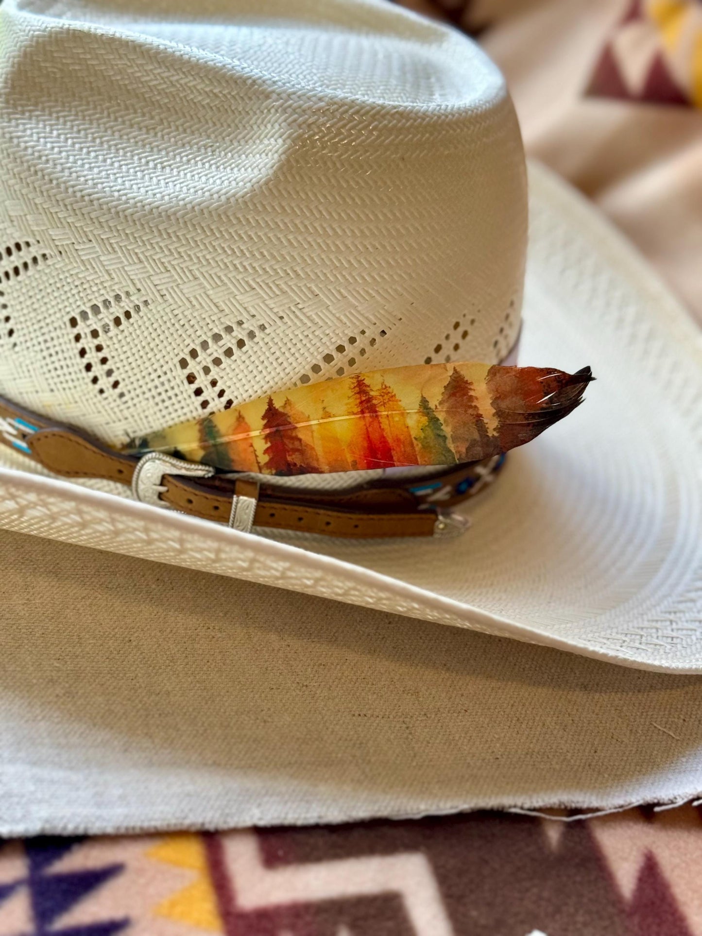 Watercolor Forest Western Hat Feather