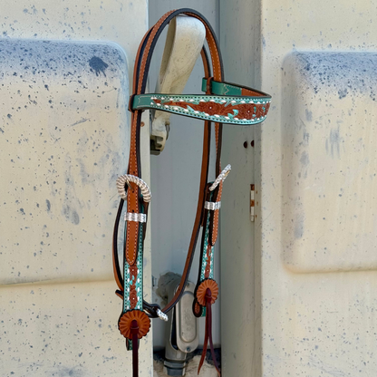 2800 - Turquoise shimmer collection 1 - 1/2"  Contour browband headstall