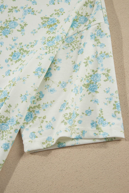 Floral Short Sleeve & Elastic Waist Short Sets