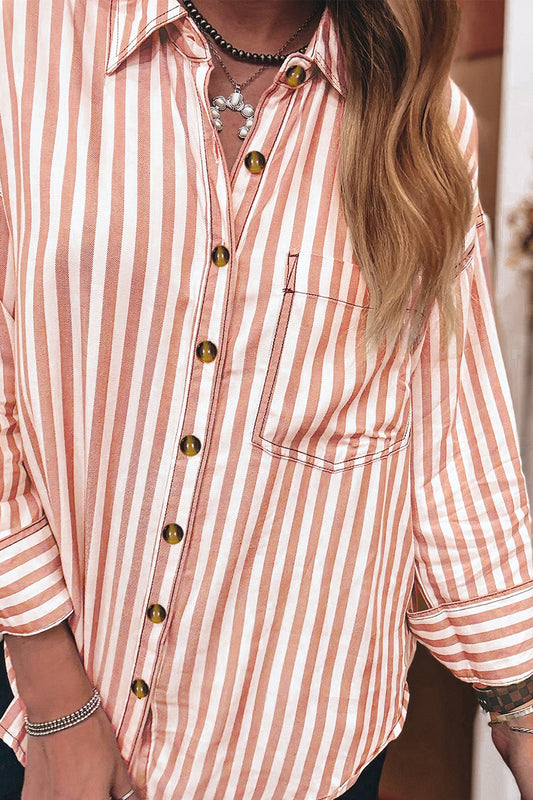 Western Stripe Button Down Long Sleeve Shirt