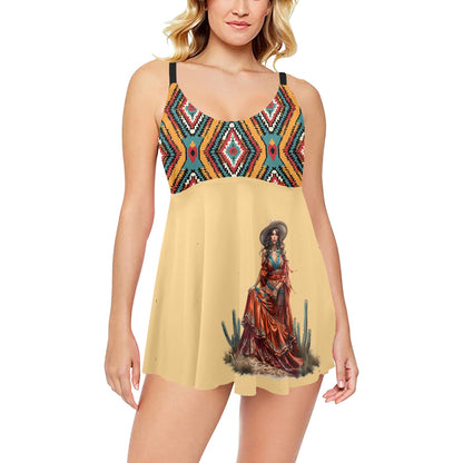 Rio Grande Valley Cowgirl Chest Pleat Swim Dress