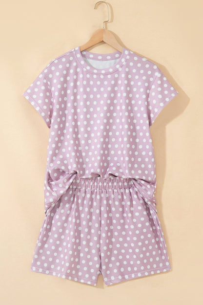 Polka Dot Relaxed Top & Drawning Shorts Set