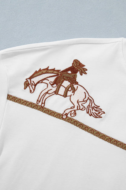 Western Cowboy & Cactus Embroidered Tee