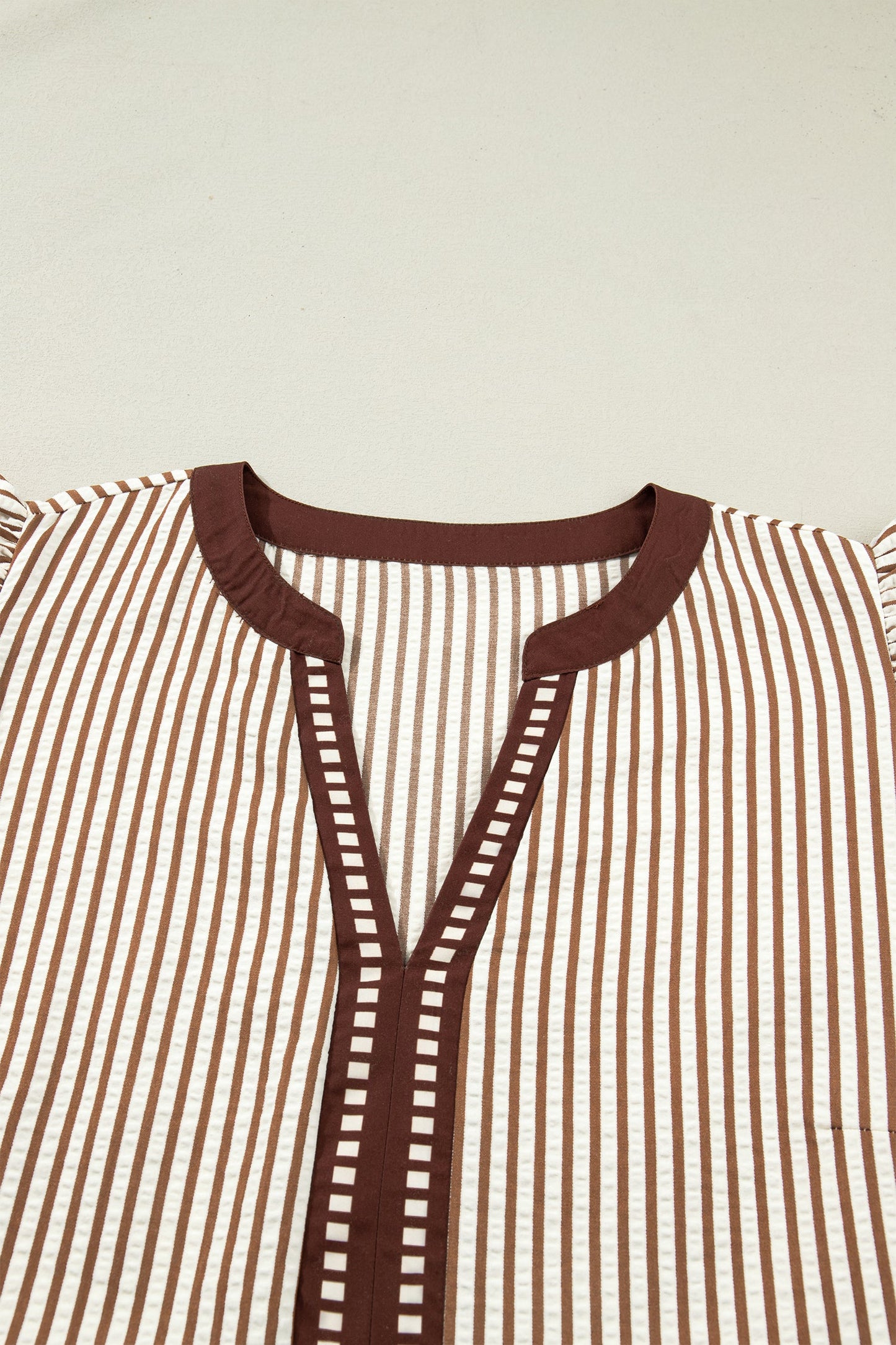 Plus Size Stripe Flutter Sleeve V-Neck Maxi Dress