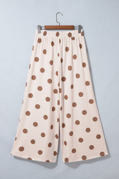 Polka Dot Wide Leg Elastic Waist Pants
