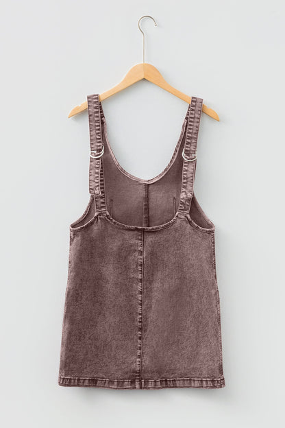 Vintage Washed Denim Suspender Mini Dress