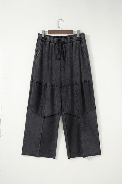 Plus Size Mineral Wash Exposed Seam Drawstring Pants