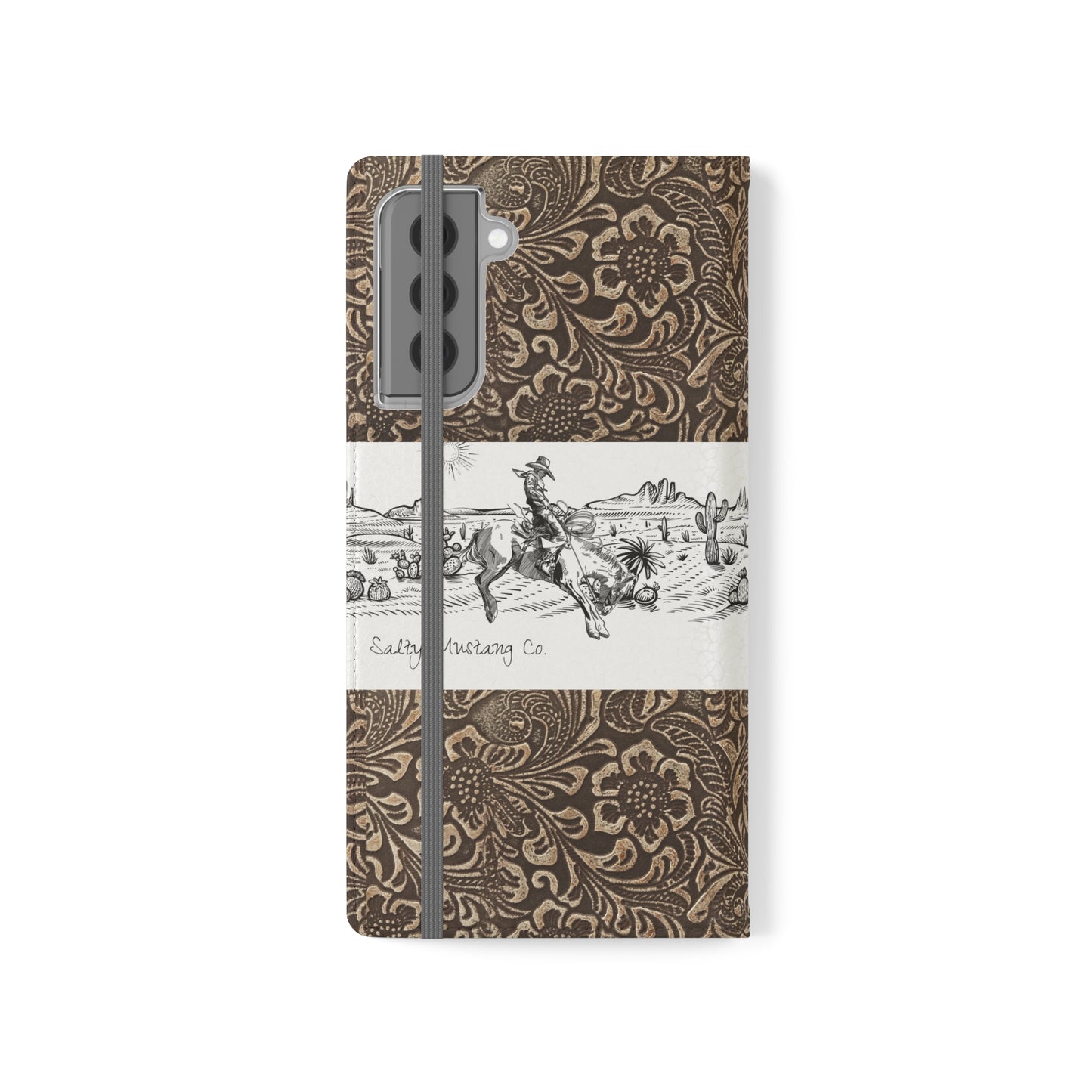 West Texas Bronc Rider, Leather Print Flip Cases - Android