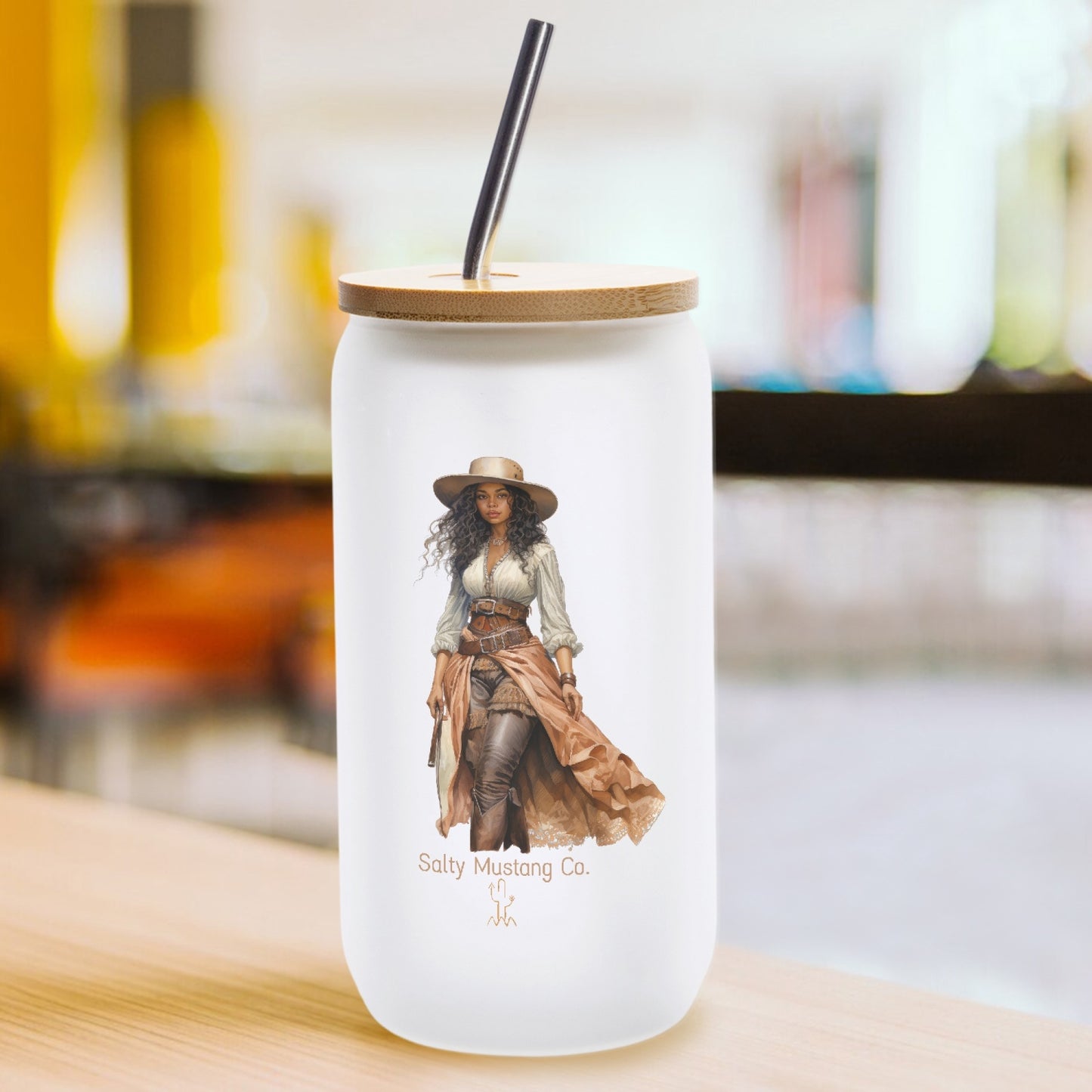 Van Horn Cowgirl Frosted Glass Cup