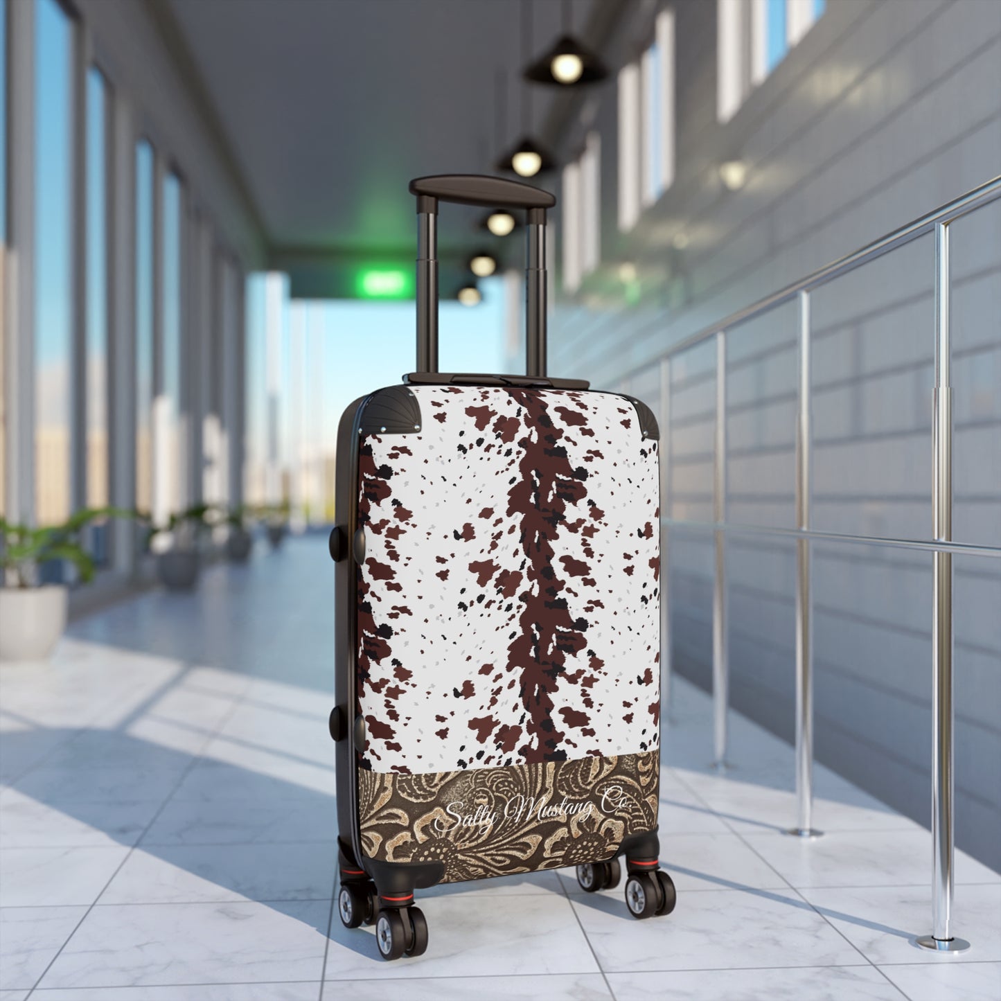 Cow Hide Leather Print Suitcase