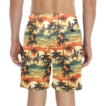 Paniolo Sunset Men's Mid-Length Beach Shorts