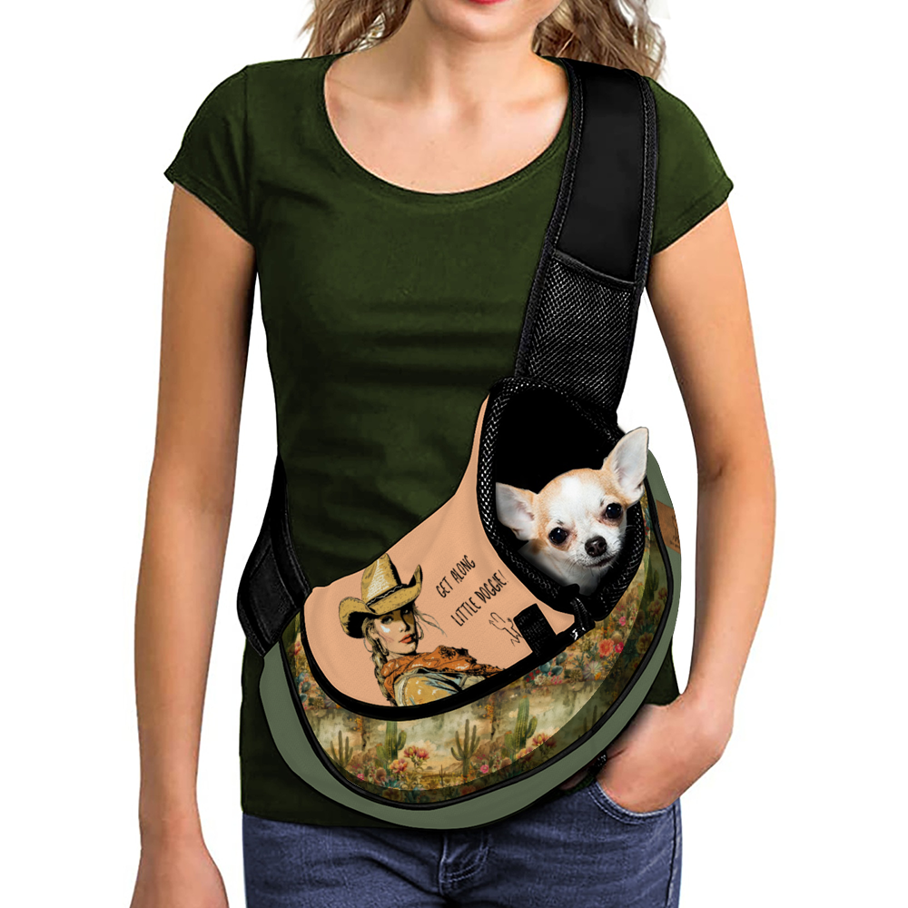 "Get Along Little Doggie!" Crossbody Sling Dog Carrier