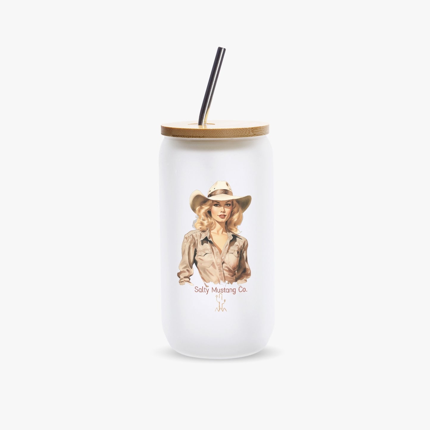 Marathon Cowgirl Frosted Glass Cup