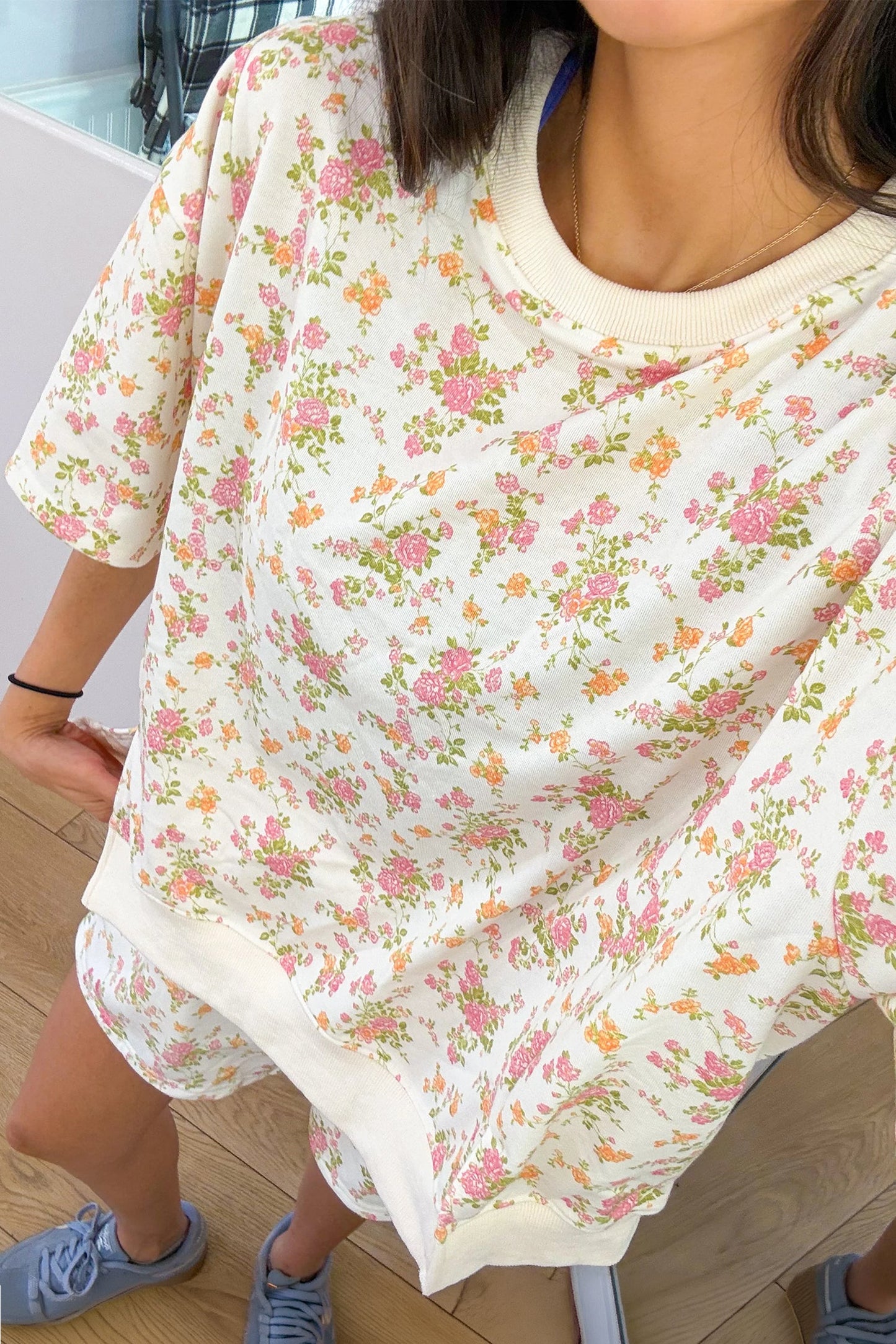 Floral Short Sleeve & Elastic Waist Short Sets