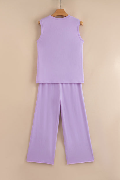 Mineral Wash Round Neck Tank & Pants Set