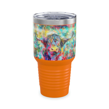 Salty Mustang Co. Highland Cow Multi-Color Ringneck Tumbler, 30oz