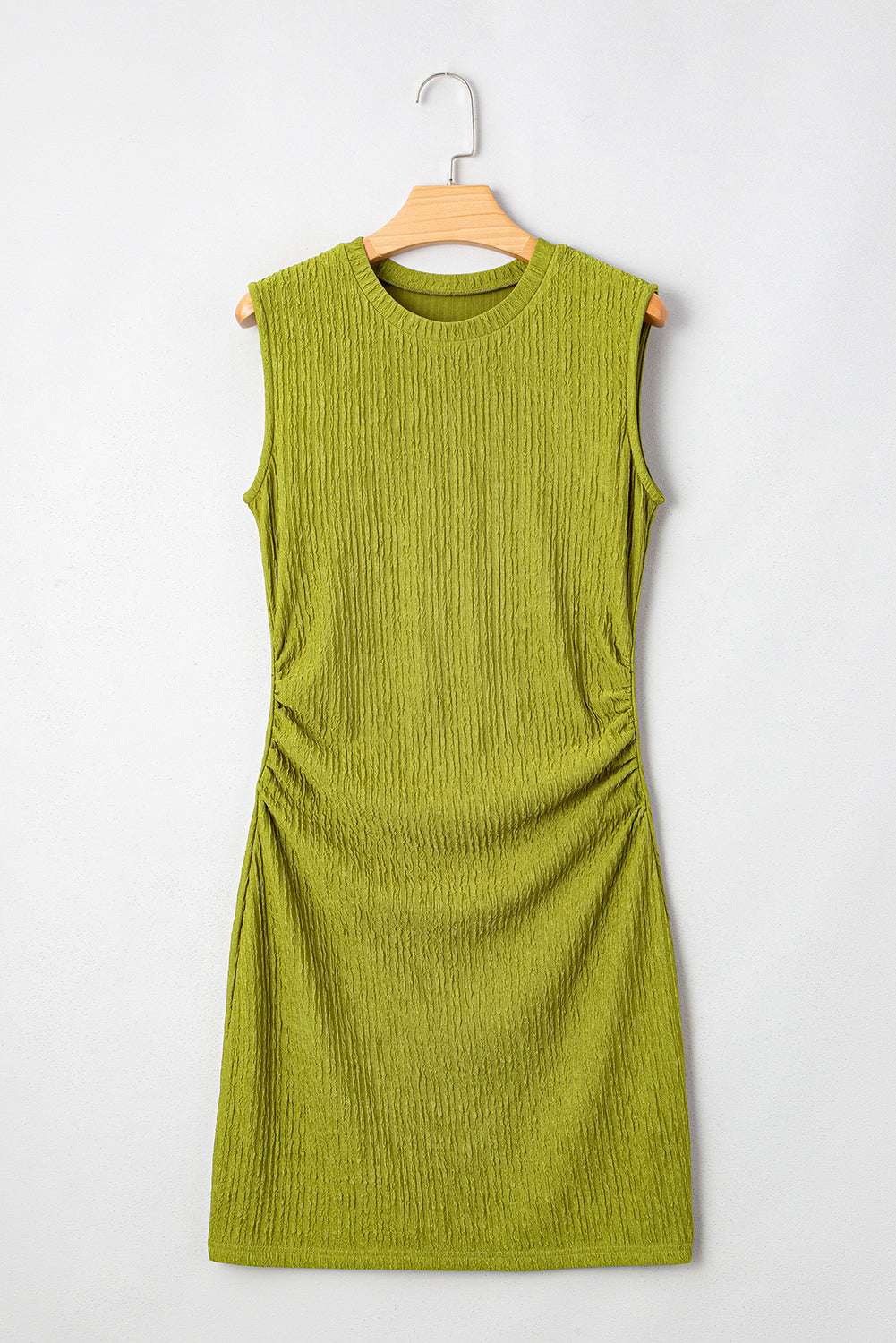 Textured Ruched Side Bodycon Tank Dress