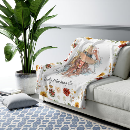 Rose Queen Cowgirl Sherpa Fleece Blanket