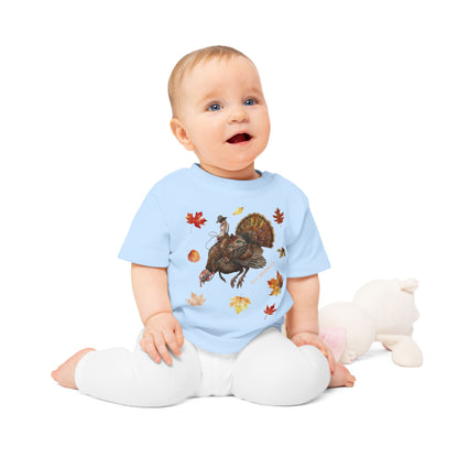 Turkey Puncher Baby T-Shirt (100% Organic Cotton Except Heather Colors)