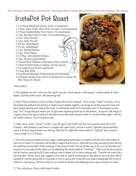 InstaPot Pot Roast Recipe Card [FREE]