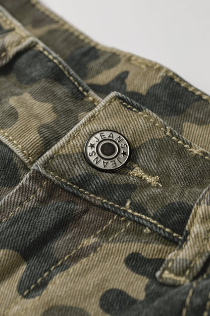 Camo Denim High Waist Shorts