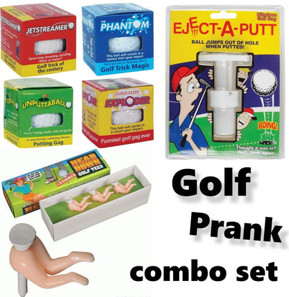 Ultimate Golf Prank Set – 4 Trick Golf Balls + Eject-A-Putt + Butt-Crack Tees! ⛳😂