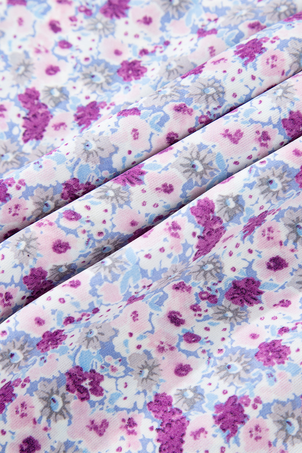 Floral Bubble Sleeve Shirred Waist Maxi Dress