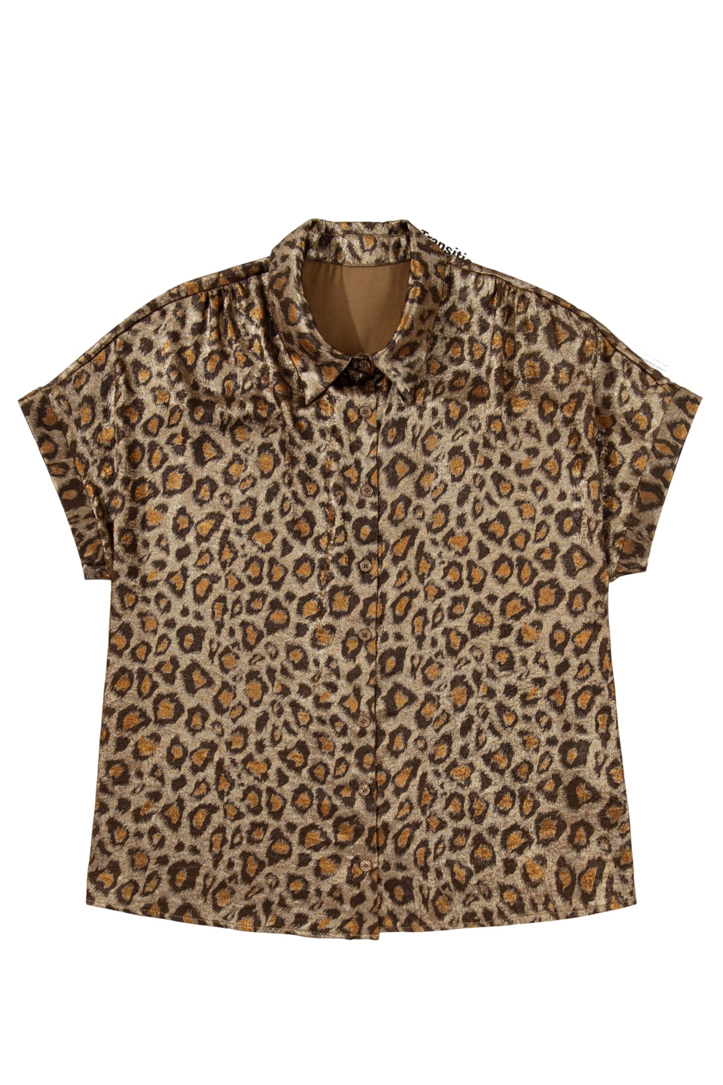 Plus Size Leopard Dolman Sleeve Buttoned Shirt