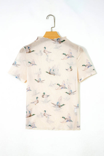 Sheer Mallard Mesh Short Sleeve Top