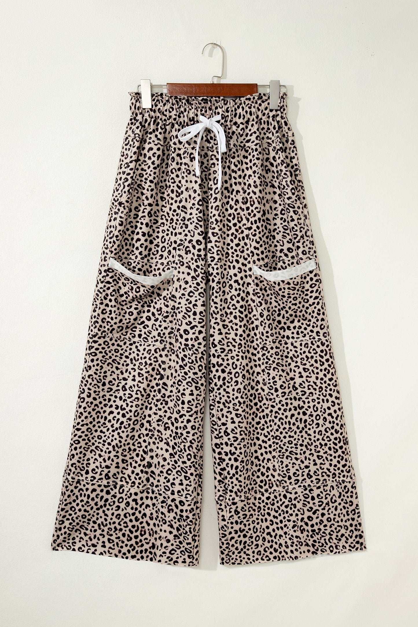 Leopard Terry Knit Wide Leg Pants