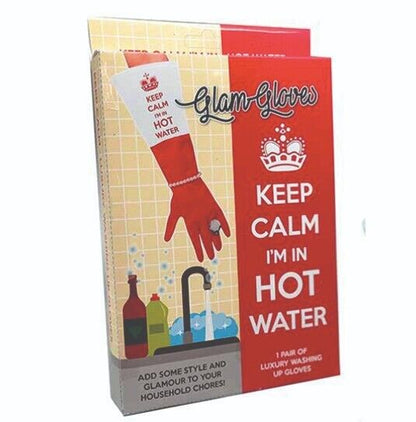 🧤 “Keep Calm I’m in Hot Water” Glam Gloves – Dish Duty with Attitude