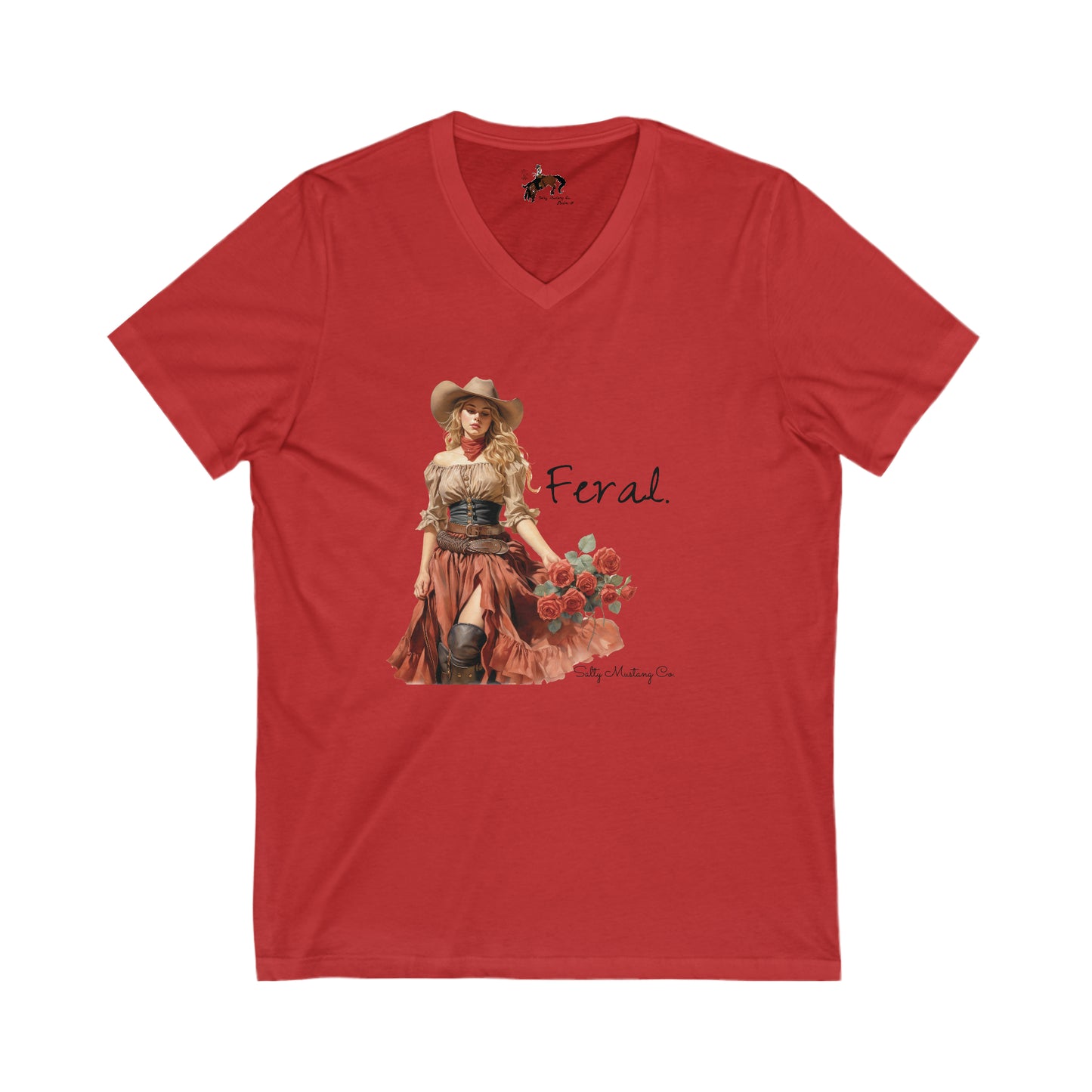 Feral Cowgirl Short Sleeve V-Neck Tee