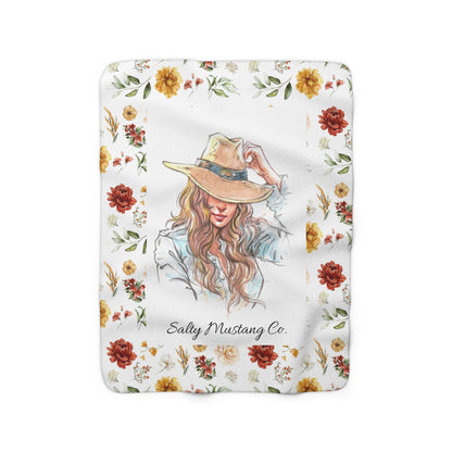 Rose Queen Cowgirl Sherpa Fleece Blanket