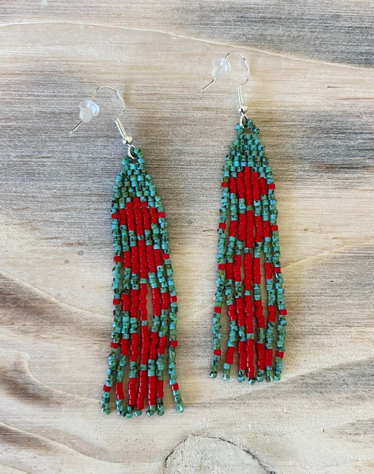 Native Fringe Hand-Beaded Earrings