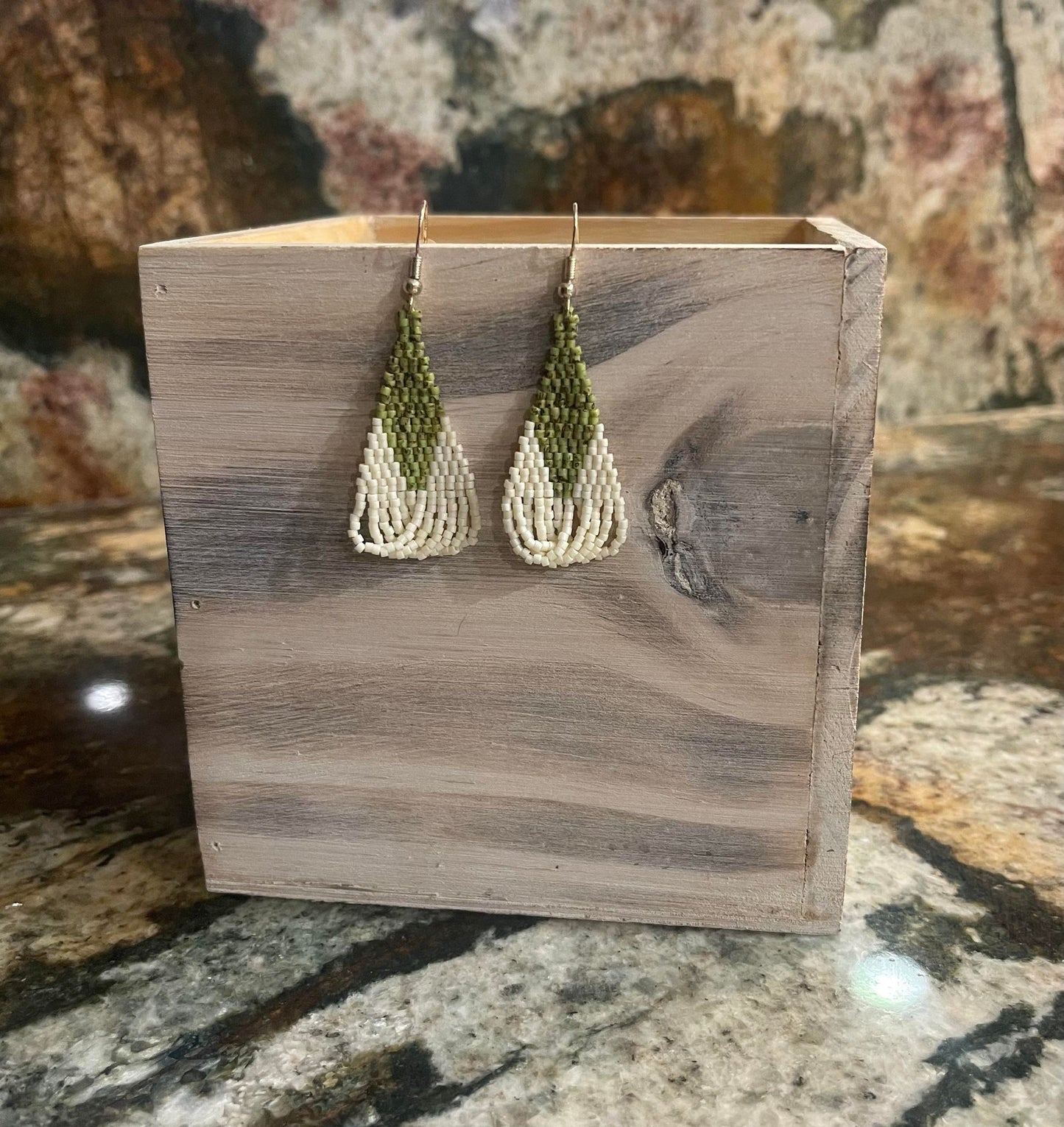 Frosted Pine Hand-Beaded Earrings