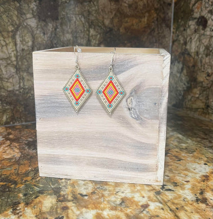 Tequila Sunrise Hand-Beaded Earrings