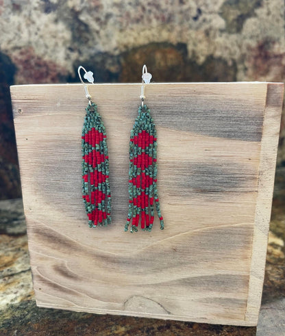 Native Fringe Hand-Beaded Earrings