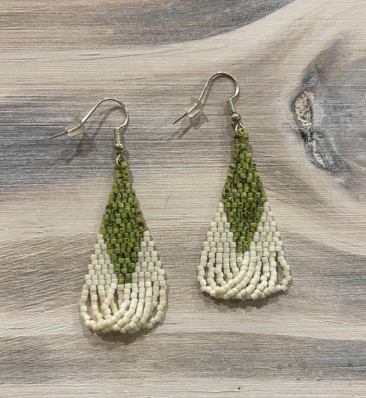 Frosted Pine Hand-Beaded Earrings