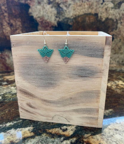 Silver Tip Turquoise Hand-Beaded Earrings