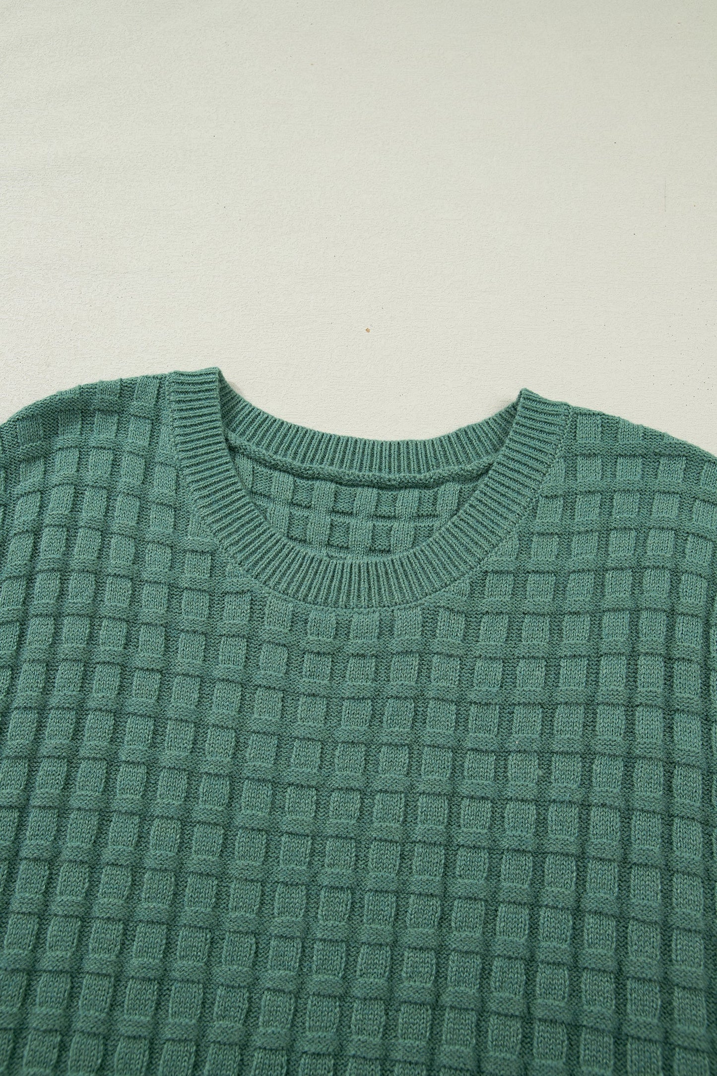 Plus Size Solid Textured Knit Short Sleeve Top